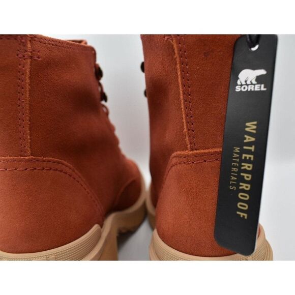 Sorel Womens Size 8.5 Hi Line Warp Red Suede Lace Up Waterproof Heeled Boots - Picture 7 of 10